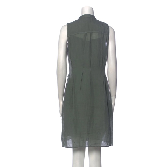 Mock Neck Green Button Down Dress - Picture 2 of 3